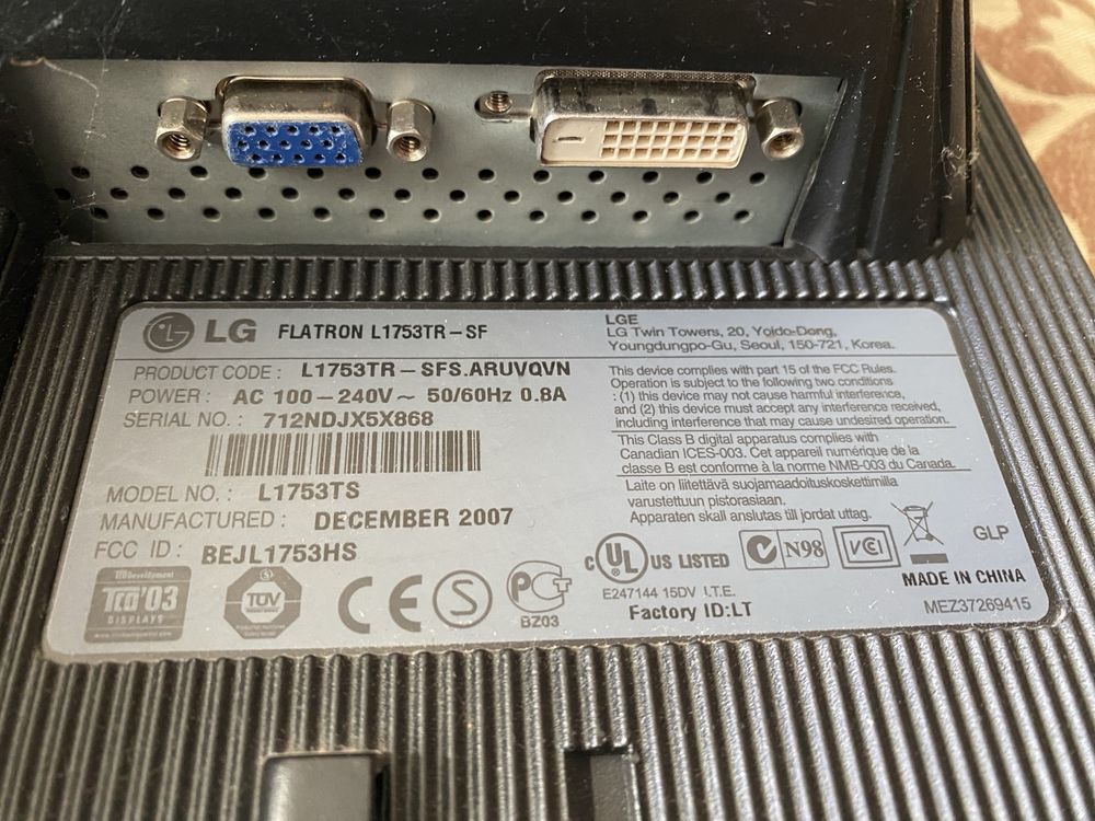 Монитор Lg 17" L1753TR - SF