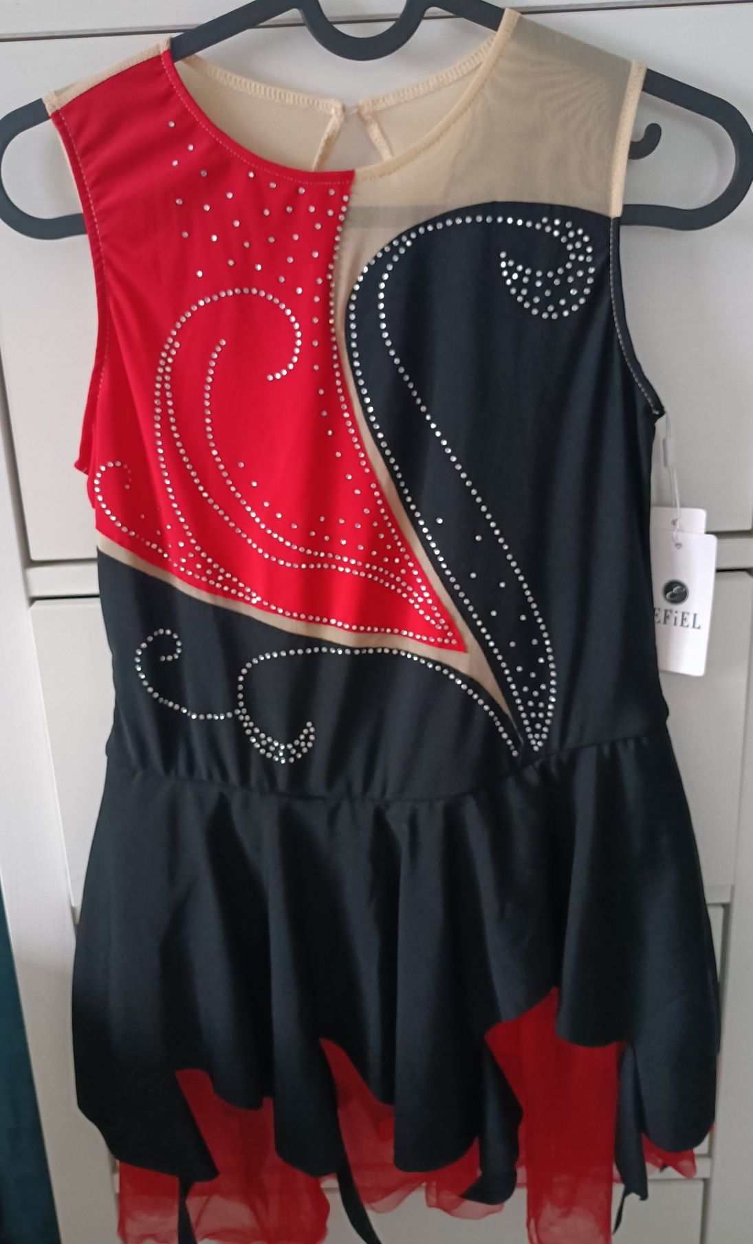 Sukienka strój do tańca z body, akrobatyka, łyżwiarstwo 146-152 cm