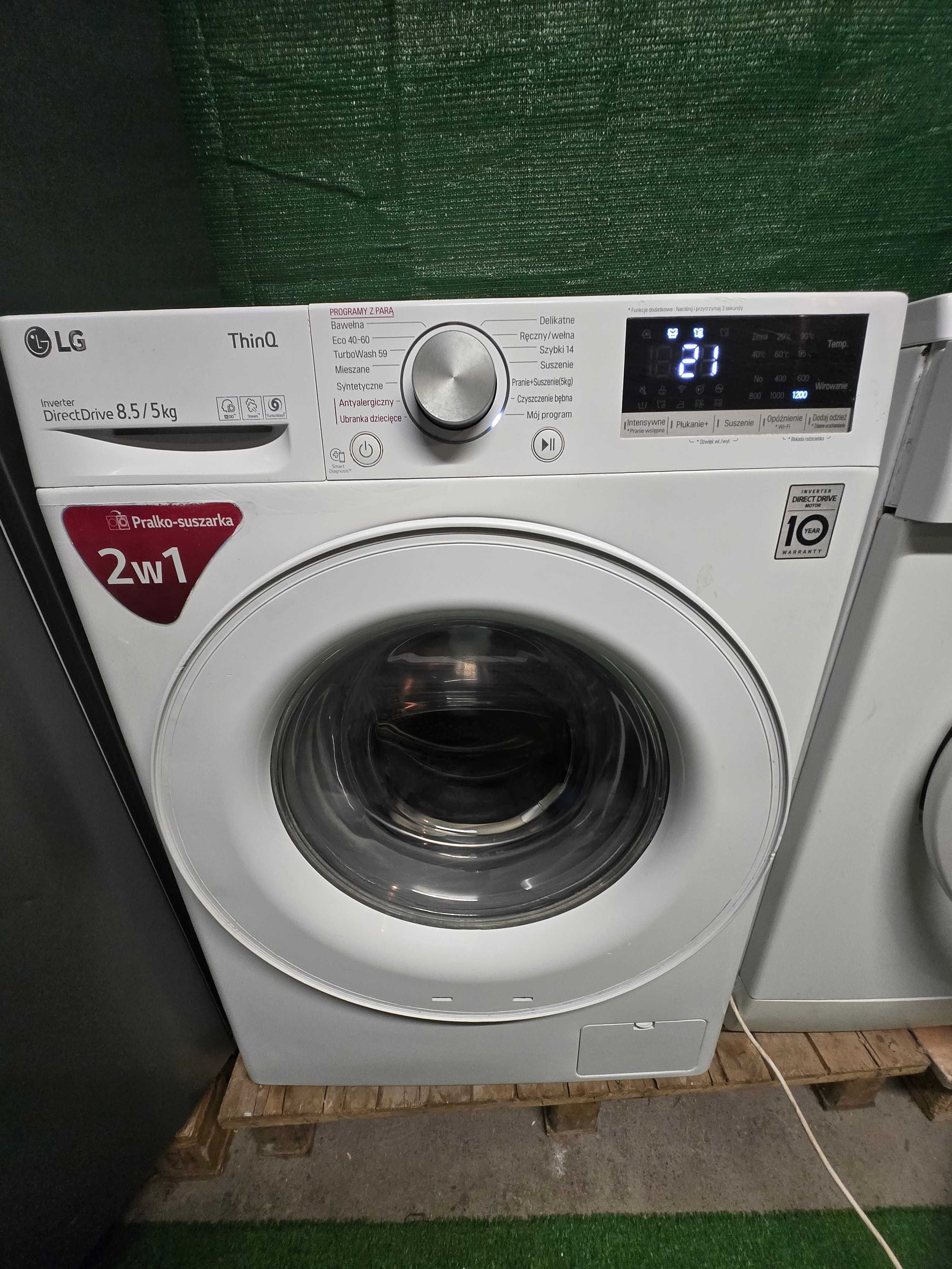 Pralko - suszarka LG.Wsad 8 kg.Suszenie 5 kg.1400 obr.Gwar.Po serwisie