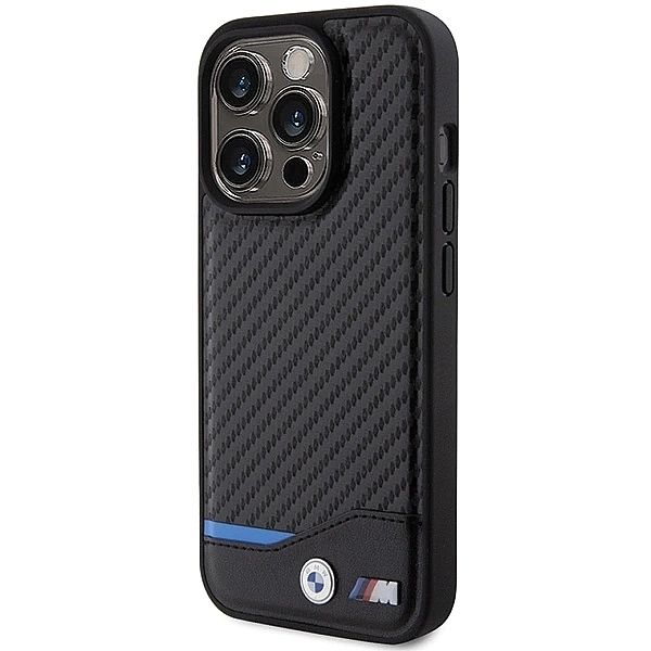 Etui BMW Leather Carbon MagSafe na iPhone 15 Pro Max - czarne