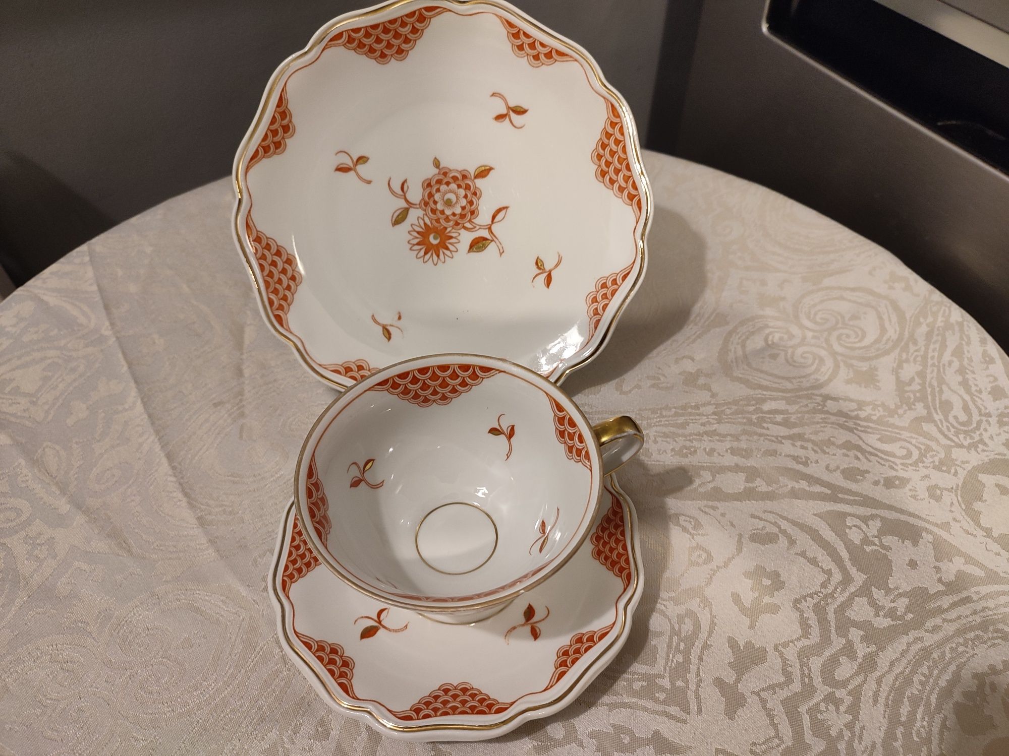Śliczne stare kolekcjonerskie trio porcelana VEB Lichte