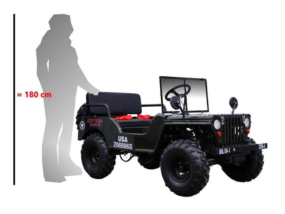Mini Jeep Willys spalinowy dla dzieci w kolorze US-Army - 150cc