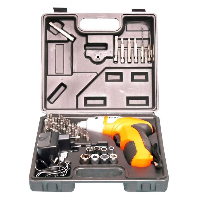 Ручний професійний акумуляторний шуруповерт-викрутка з насадками та ке