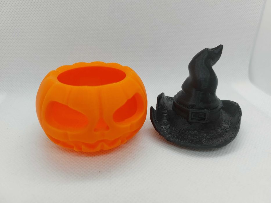 Dynia z kapeluszem czarownicy, 3D, Halloween, dekoracja stojąca