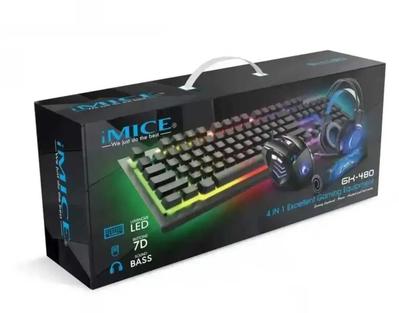 Комплект с подсветкой RGB Gaming Мишка Наушники Клавиатура Коврик