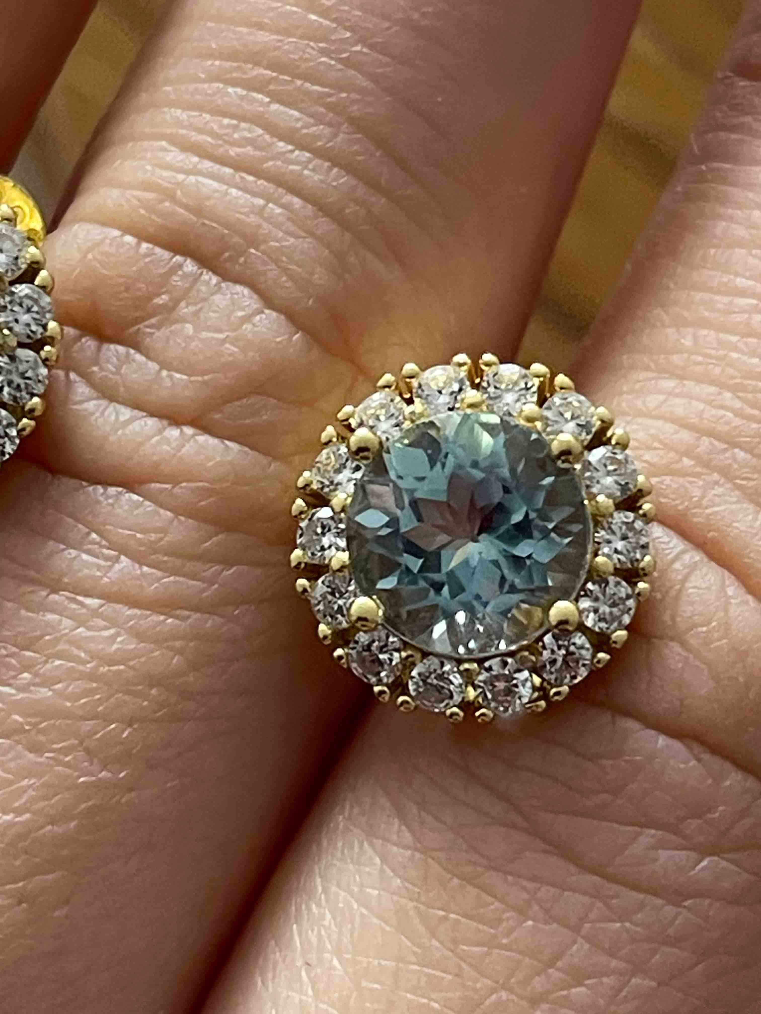 Серьги 925 пробы с голубым  топазом 8мм