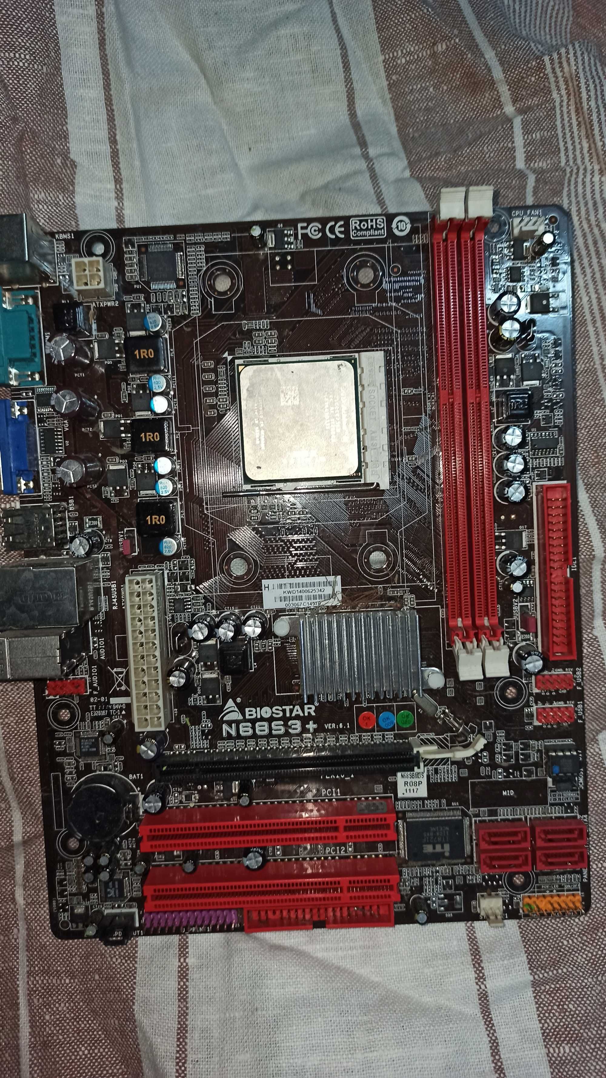 Материнская плата Biostar N68S3+ с процессором AMD Athlon 2