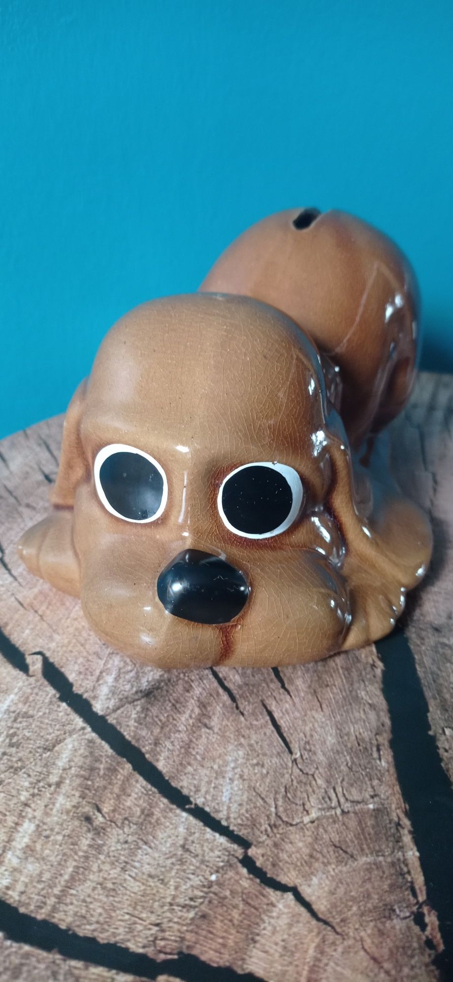 Vintage ceramiczny piesek skarbonka