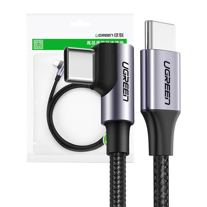 Kabel USB-C do USB-C, kątowy UGREEN  US255 QC 3.0 PD 3A 60W 1m