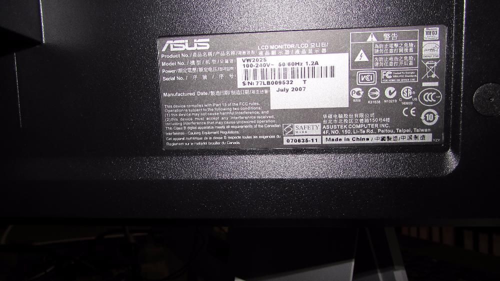 Monitor Computador Lcd 20" Asus VW202s