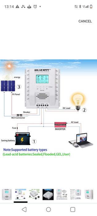 OOYCYOO MPPT 60A Solar Charge Controller, 12V/24V DC, 750W/1500W, LCD