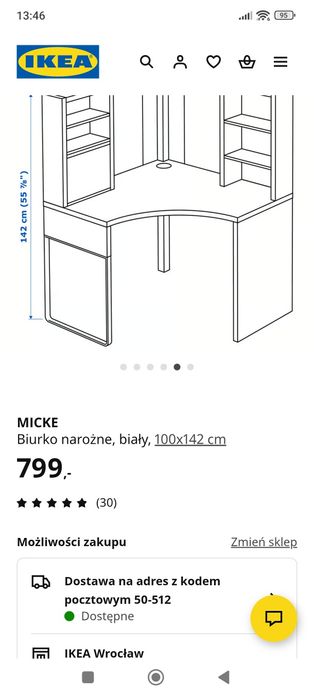 Biurko narożne z nadstawką IKEA