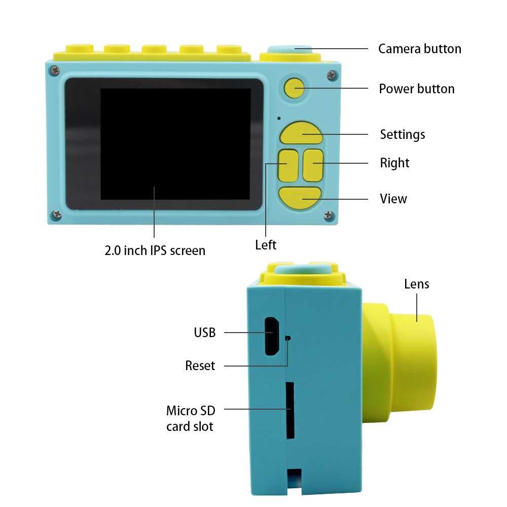 Дитяча камера Ushining, цифрова камера для дітей з 2,0дюймовим екраном