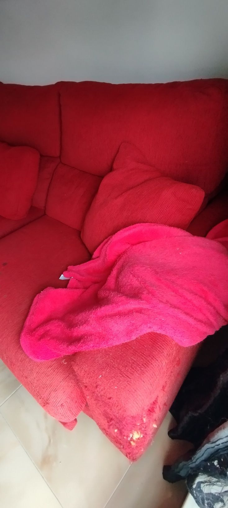 Sofa Chaise Long em Tecido - com sinais de uso