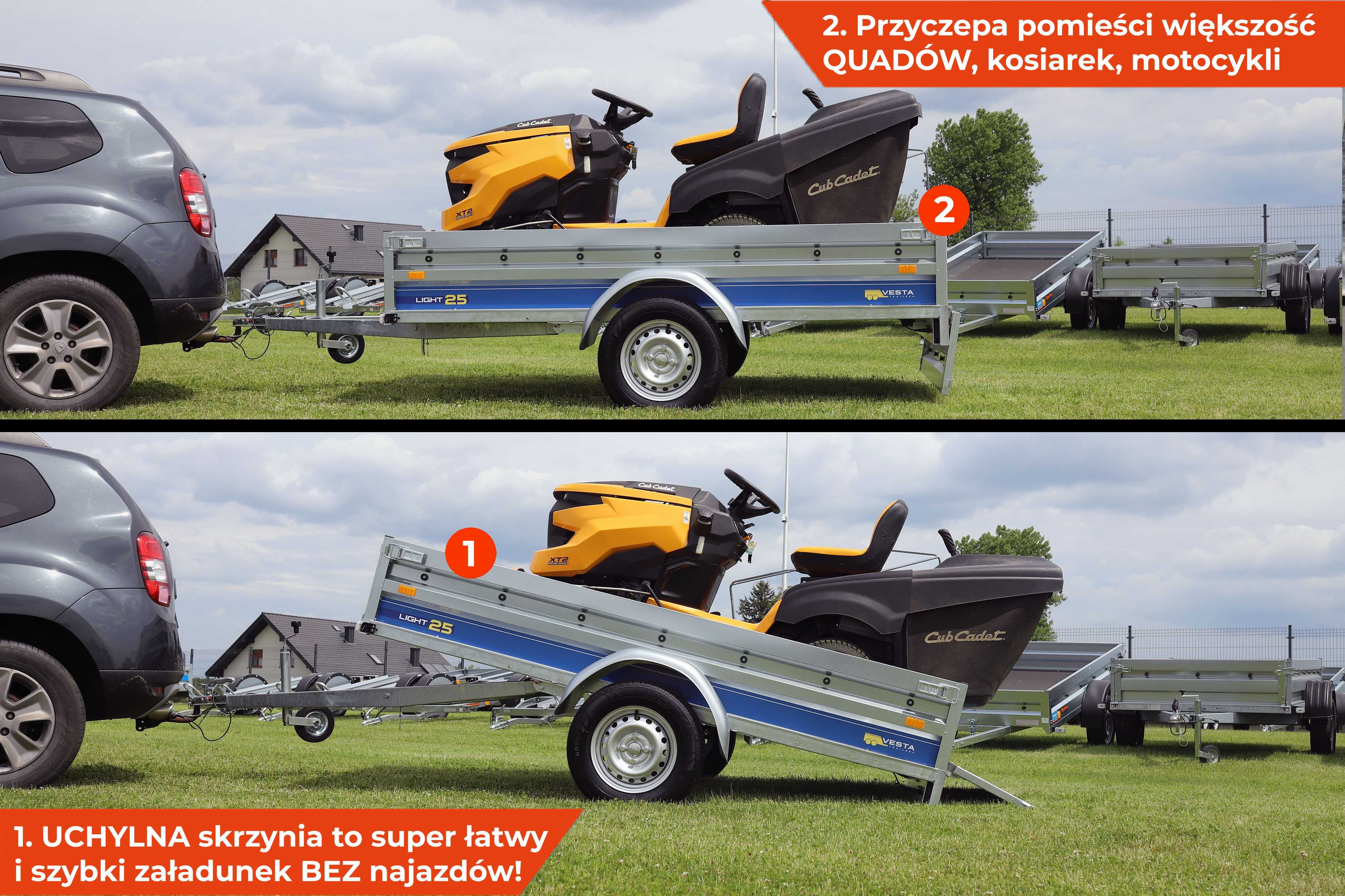 SPAWANA przyczepka 252x135x37 VESTA Light 25 kiprem MOCNA nowa LEKKA