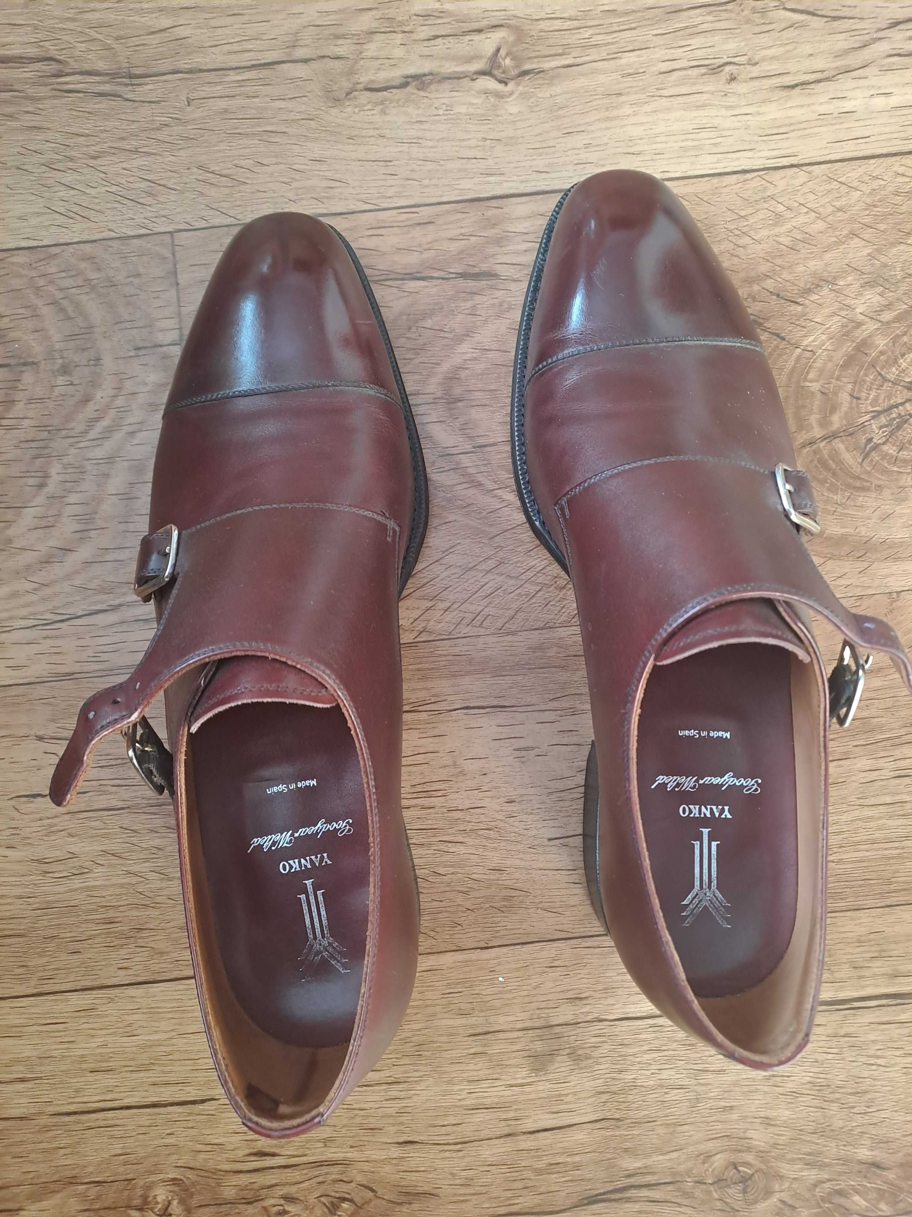 Yanko Double Monks – EU 44 (UK 9.5) | Bordowe | Goodyear Welted |