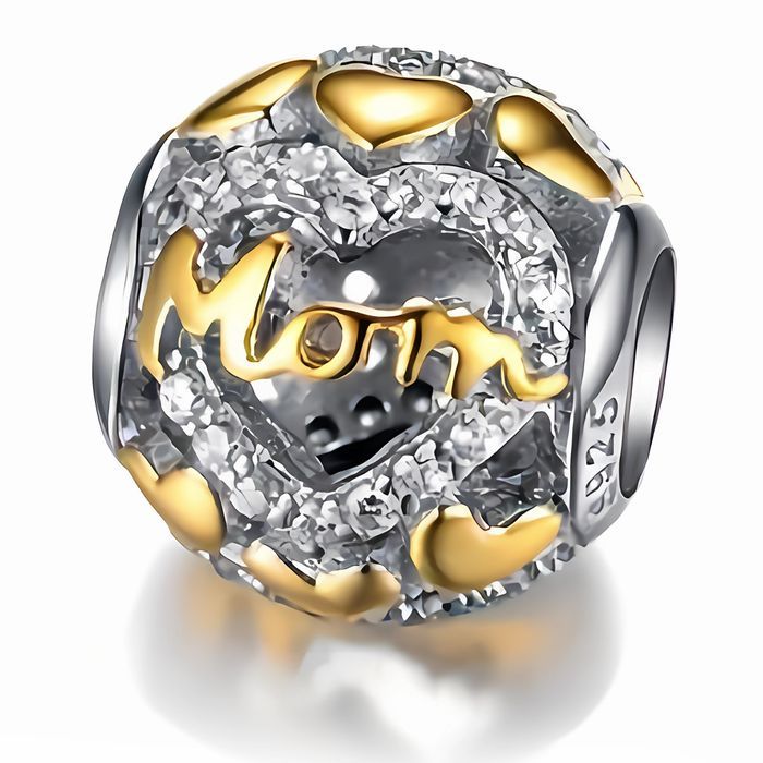 Rodowany Pozłacany Srebrny Charms Do Pandora Serce Dla Mamy Gs065