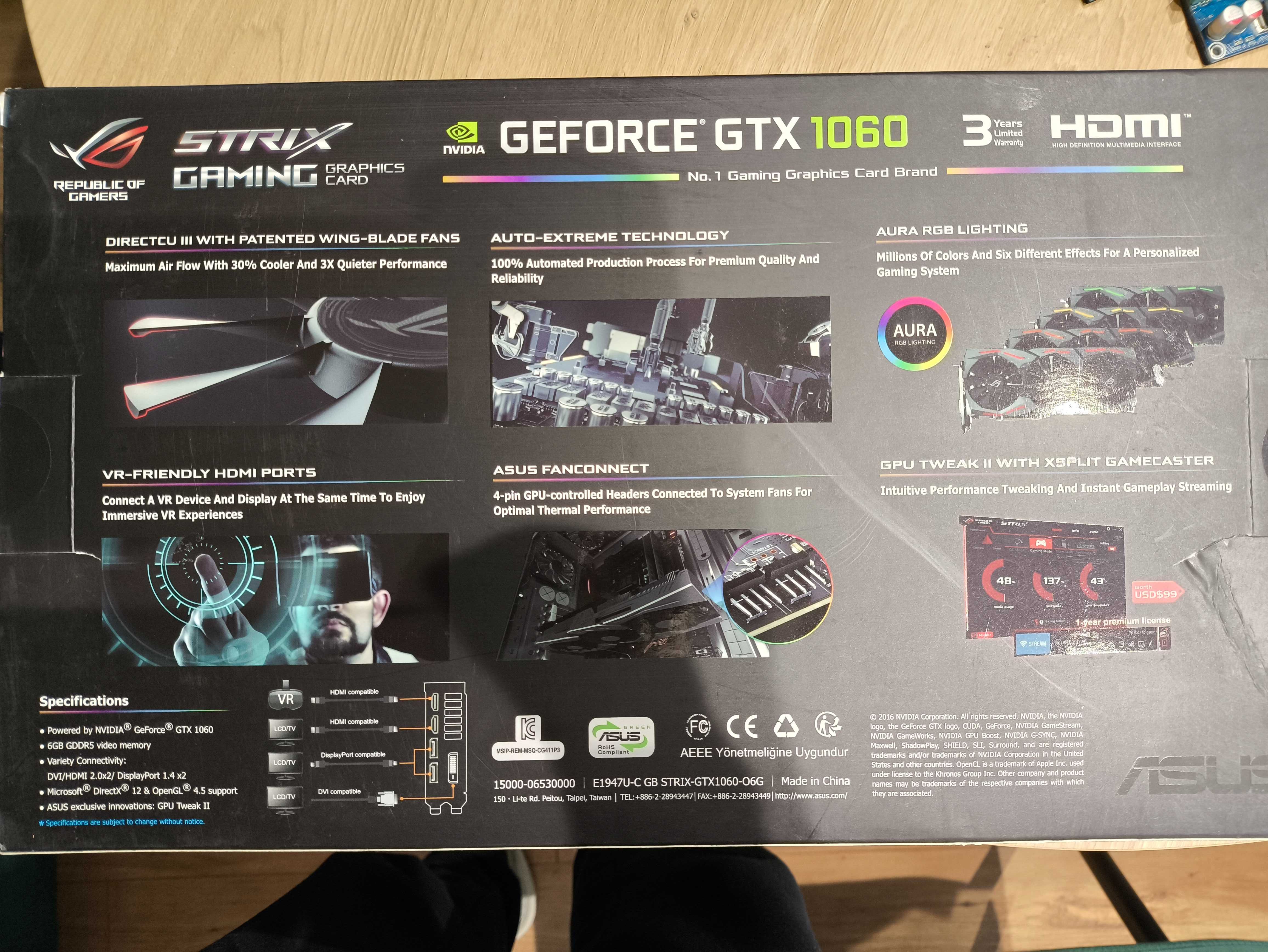 Asus GTX 1060 Strix Gaming z 6GB GDDR5