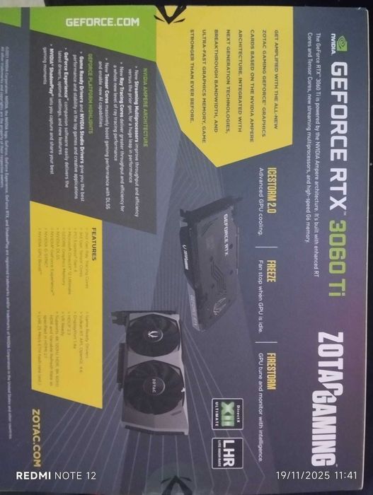 Placa Gráfica ZOTAC GAMING RTX 3060 Ti - 8GB - Excelente Estado.