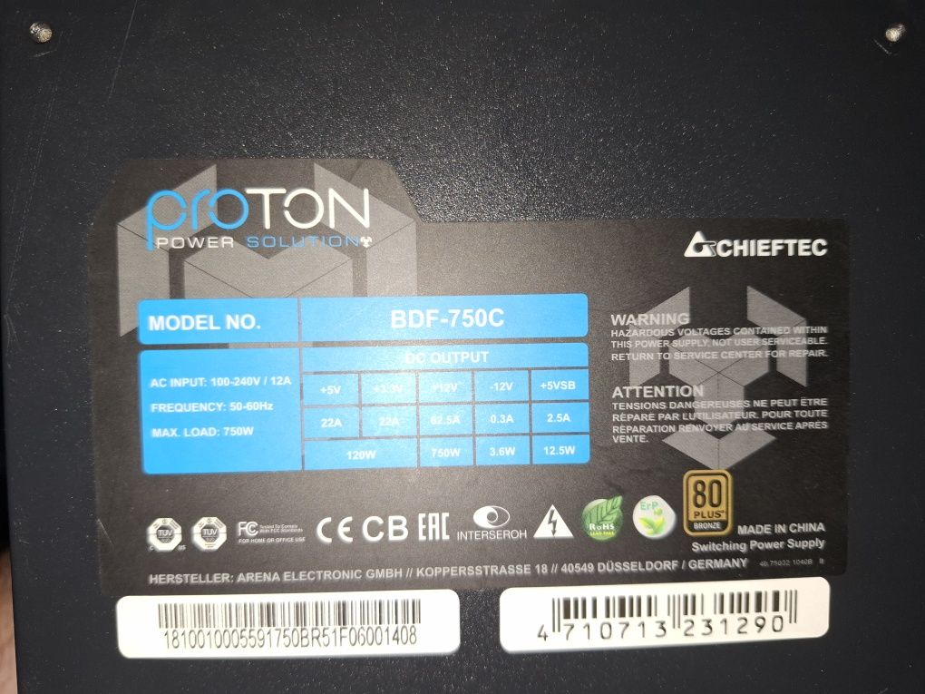Chieftec Proton BDF-750C Блок Живлення на 750W
