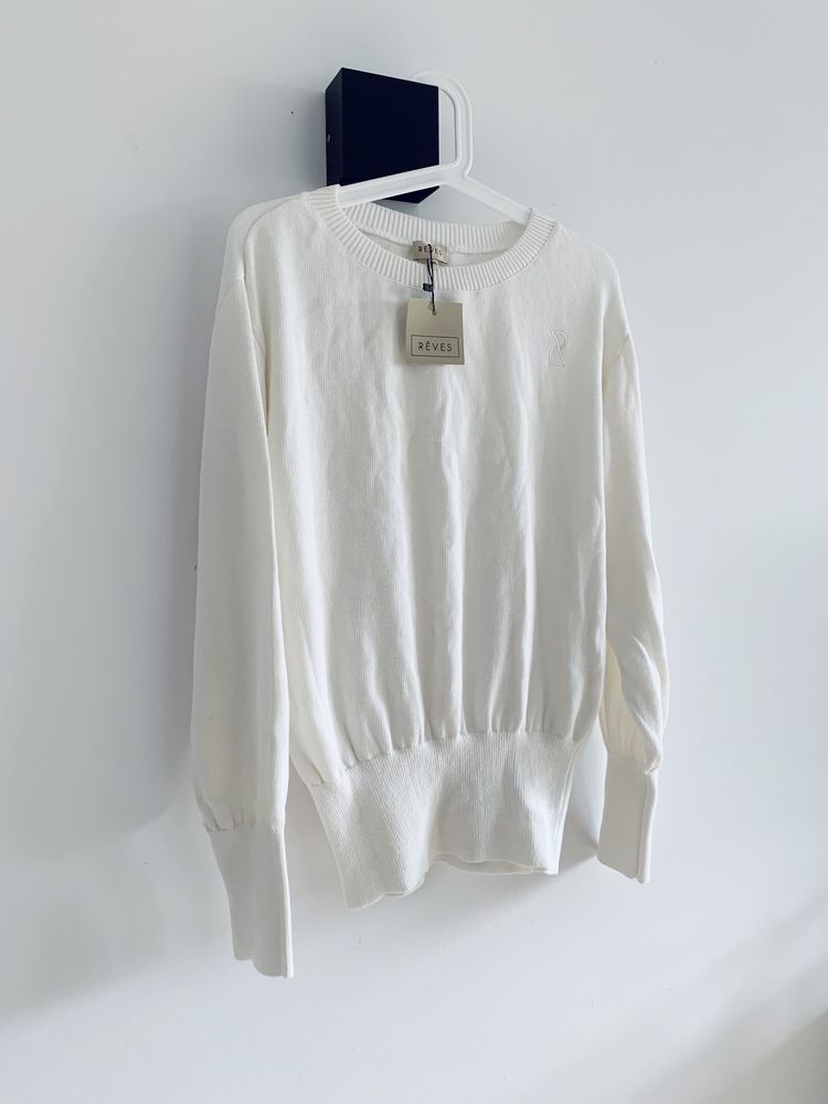 Sweter Reves Fleur biały ecru longsleeve basic