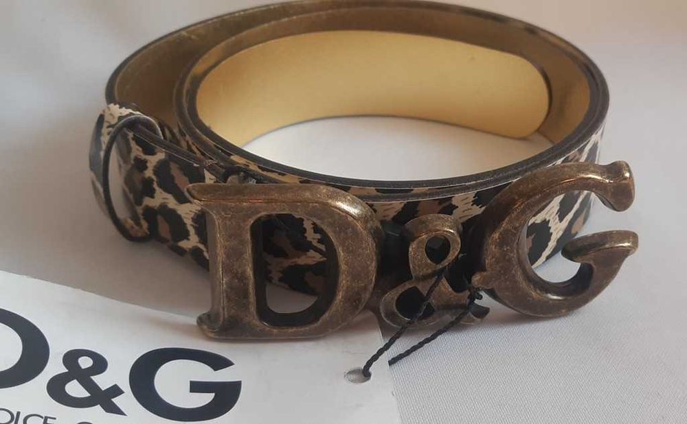 Ремень из глянцевой телячьей кожи с логотипом D&G