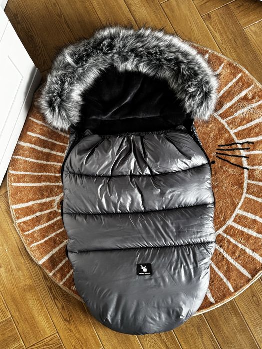 Śpiworek Cottonmoose zimowy do wózka szary srebrny metalizowany