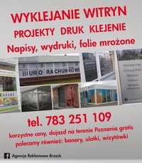 oklejanie szyb, witryn, szyldy, tablice reklamowe,