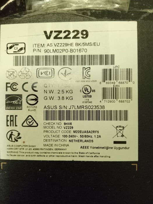 Монитор ASUS VZ229HE 21.5" IPS Full HD