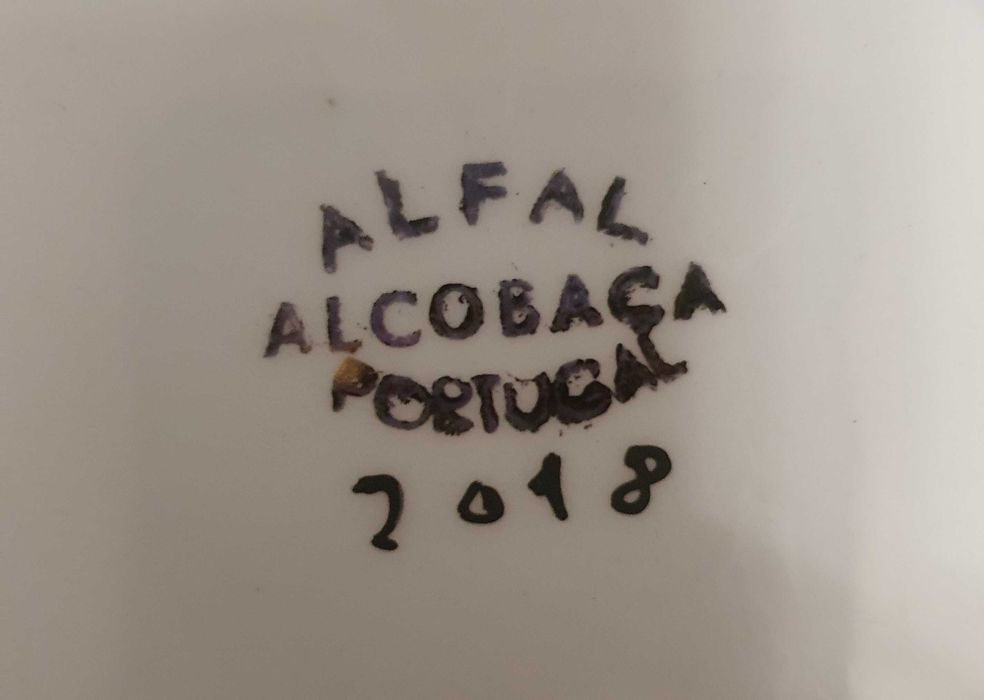 Prato e Chávena muito antigo, marca Alfal Nº 2018, Fábrica de Alcobaça