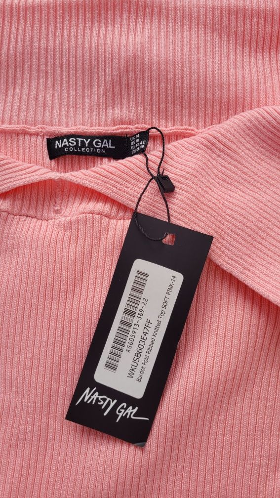 Różowy cienki sweter z kołnierzykiem Nasty Gal 42 XL