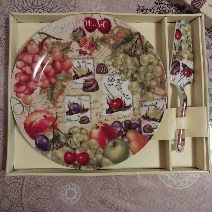 Нова керамічна тортівниця блюдо з лопаткою тарілка для торту