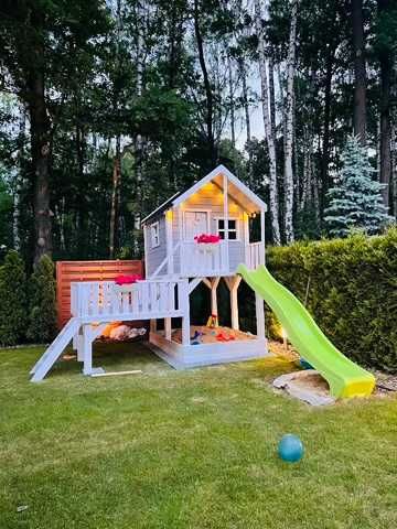 Plac zabaw Domek drewniany dla dzieci plac zabaw huśtawka