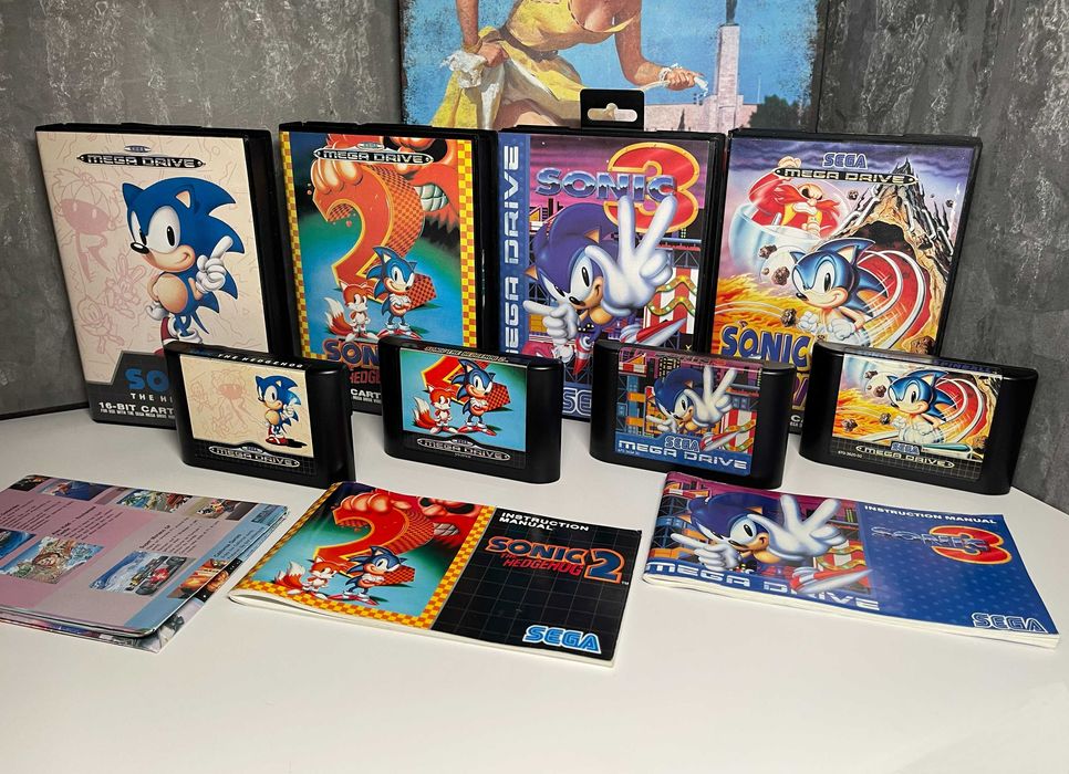Zestaw Sonic The Hedgehog 1, 2, 3, Spinball, Plakat - Sega Mega Drive