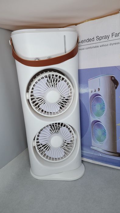 Уценка Вентилятор подвійний  великий з водяним охолодженям Білий