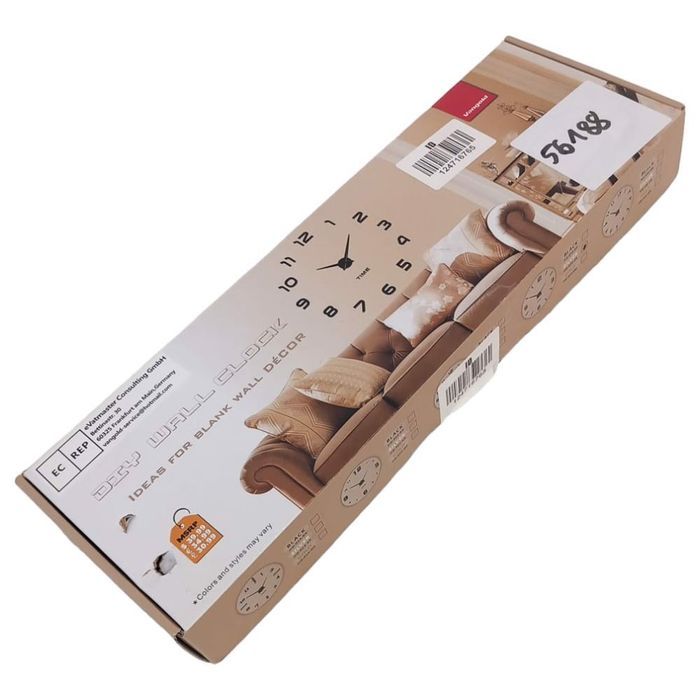 srebrny bezramowy duży zegar ścienny diy
