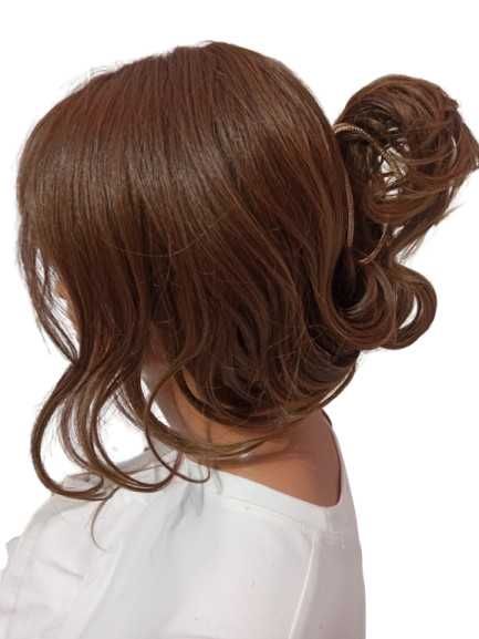 Peruka falowana z grzywką termowłosy do stylizacji-jasny brąz-Nessaja