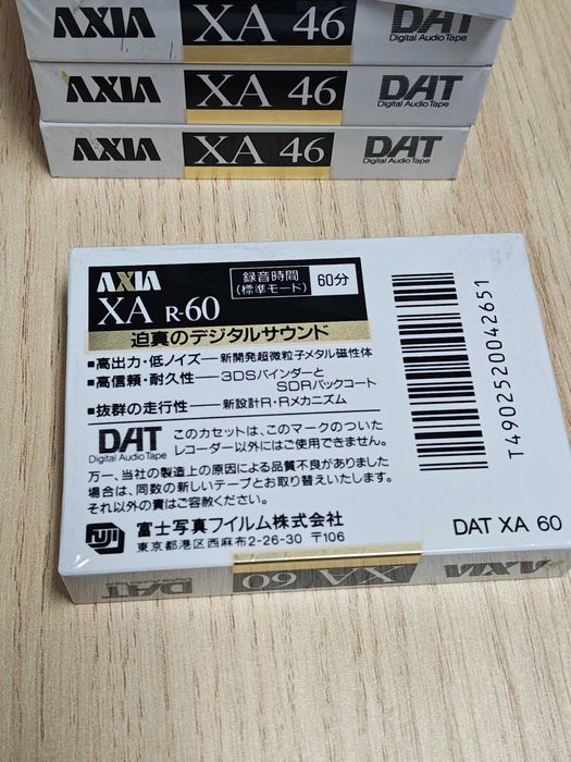 Kasety DAT firmy AXIA (produkcja FUJI), XA R-46, 60, 90 - nowe, folia