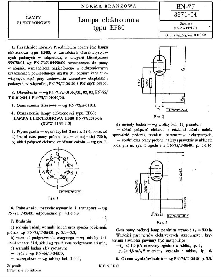 EF80 Lampa elektronowa, Pentoda, POLAM (USA 6BX6)