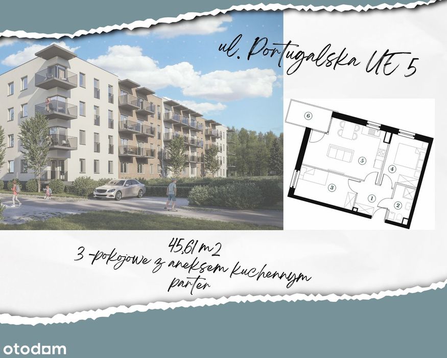 Nowe przytulne 3-pokojowe z aneksem, balkonem, wysoki parter, UE