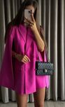 ZARA płaszcz peleryna fuksja różowy oversize M