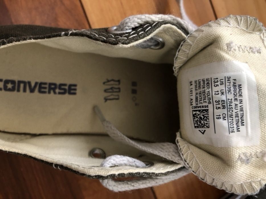 Trampki dziecięce Converse, ciemna zieleń, khaki, 31,5, stan bdb