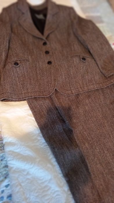 Fato casaco e calças tweed