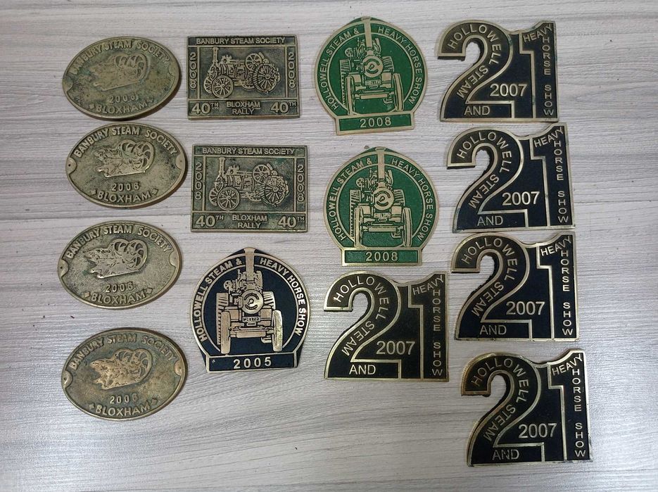 Mosiężne plakiety UK - Banbury Steam Society + inne - 13 sztuk.