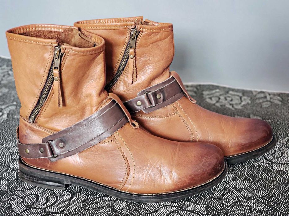 Сапоги ковбойские полусапожки Buffalo ботинки кожа 25.5см. Original