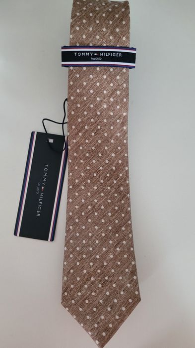 Krawat męski brązowy w kropki Tommy Hilfiger