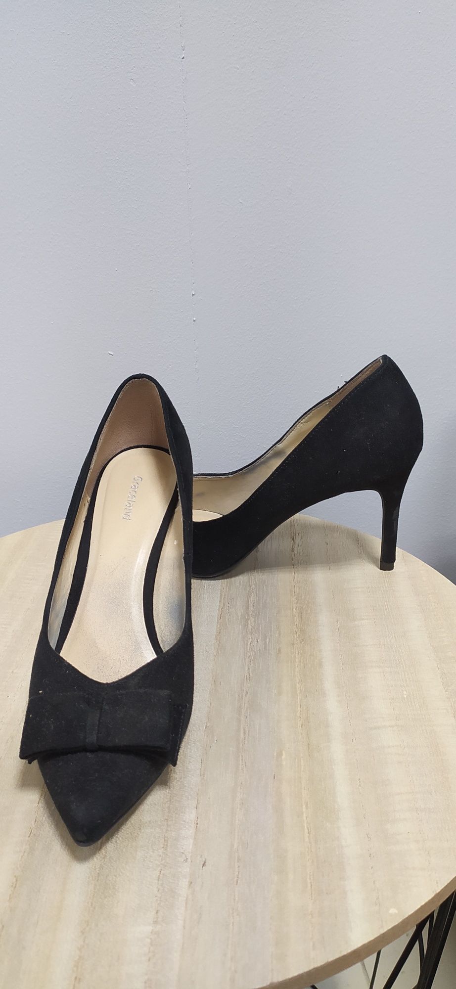 Buty na obcasie r37/ 38 czarne 6,5 cm 24 cm
