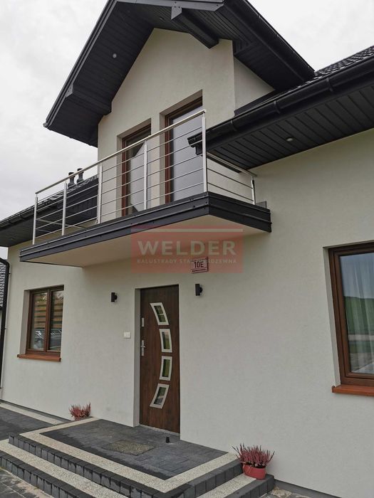 Balustrada Portfenetr Nierdzewna Szkło Balkon Harfa Malowana