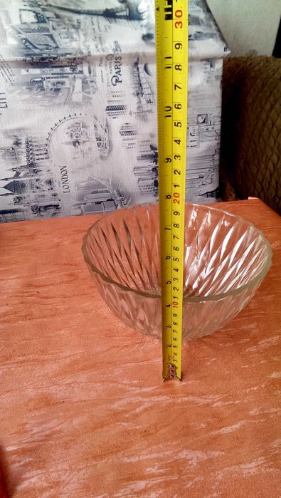 Салатница СССР винтажная штампованный хрусталь с клеймом в новом сост.