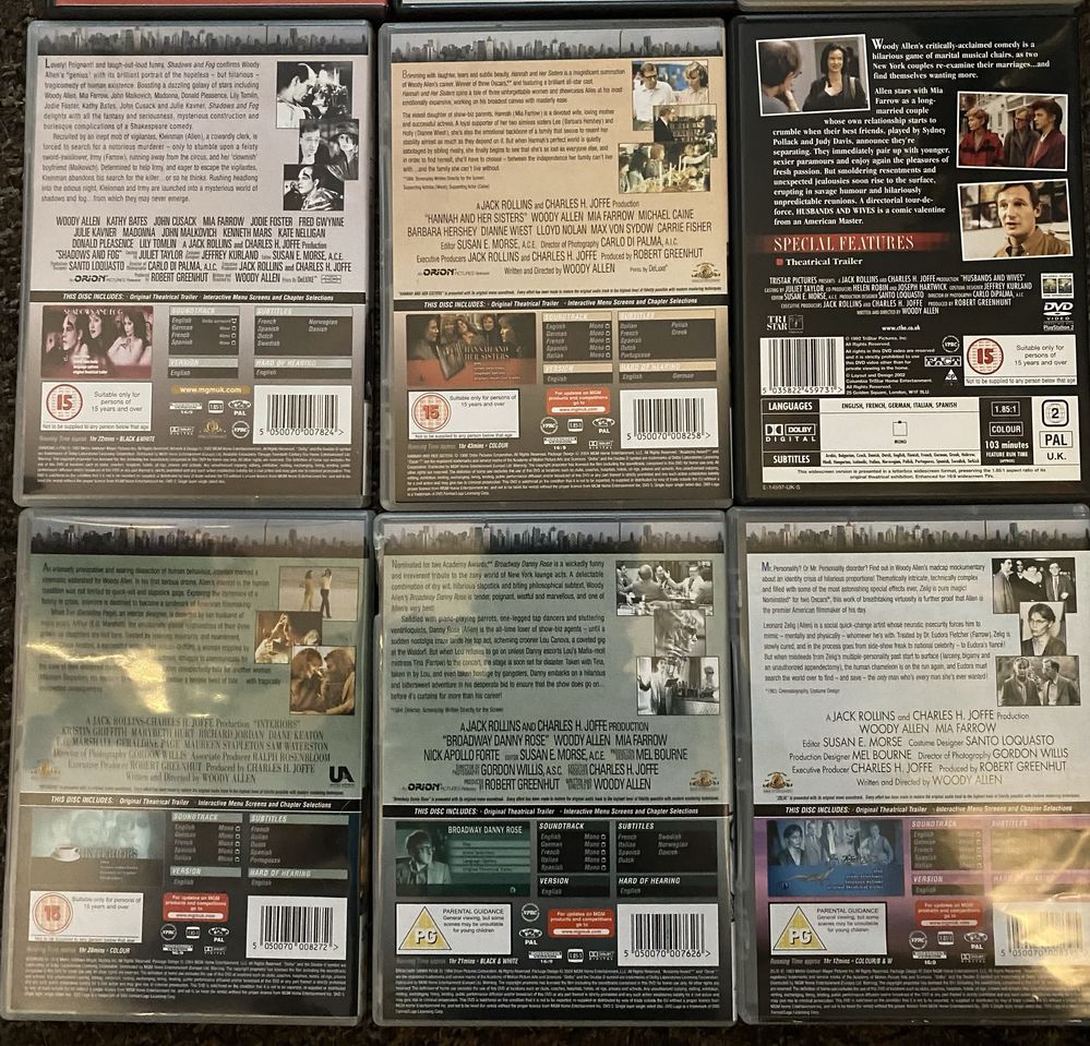 Woody Allen 12 Filmòw na plytach DVD